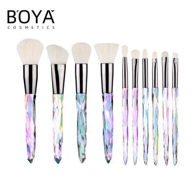 Wholesale Professional Private Label 10pcs Crystal Makeup Brush Set Foundation Blush Brush