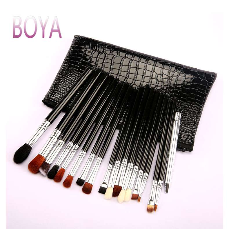 Luxury Makeup Brushes Set Sample 19pcs Professional Makeup Brush Set with PU Black Makeup Brush Bag